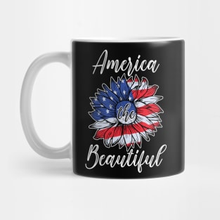 America the Beautiful Sunflower Flag for 4th of July Mug